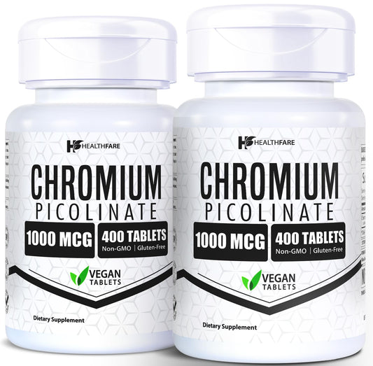 HealthFare Chromium Picolinate 1000mcg bottle showing high absorption mineral supplement