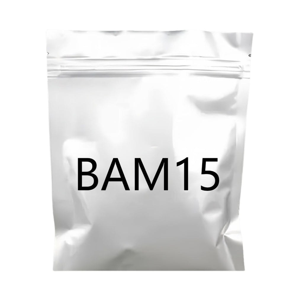 HealthyFinds BAM15 powder spoon serving precise portioning for controlled use.