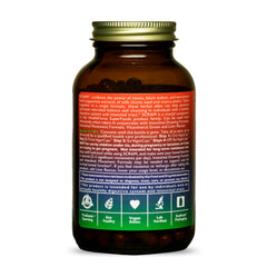 HEALTHFORCE SCRAM capsules closeup showing plant-based ingredients for digestion.