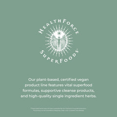 HEALTHFORCE SCRAM badge highlights vegan, kosher, gluten-free standards.