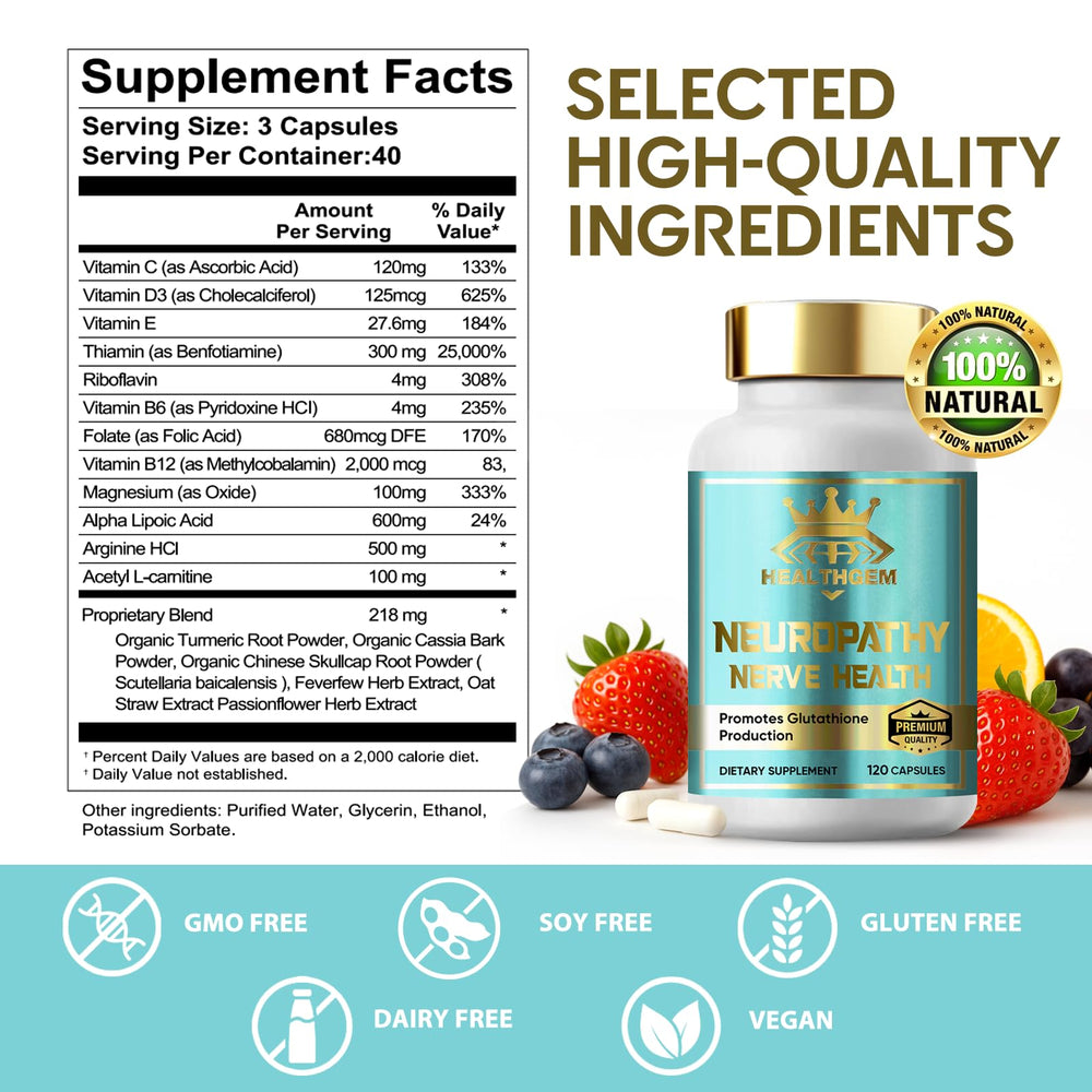 HEALTHGEM hands and feet nerve-support capsules pictured for daily comfort during activities
