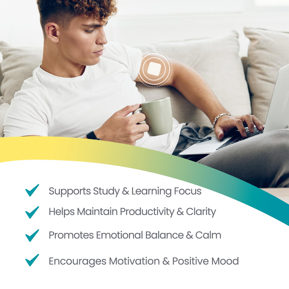 Healthogenics Dopamine Patch bottle label confirms vegan-friendly, non-stimulant design.