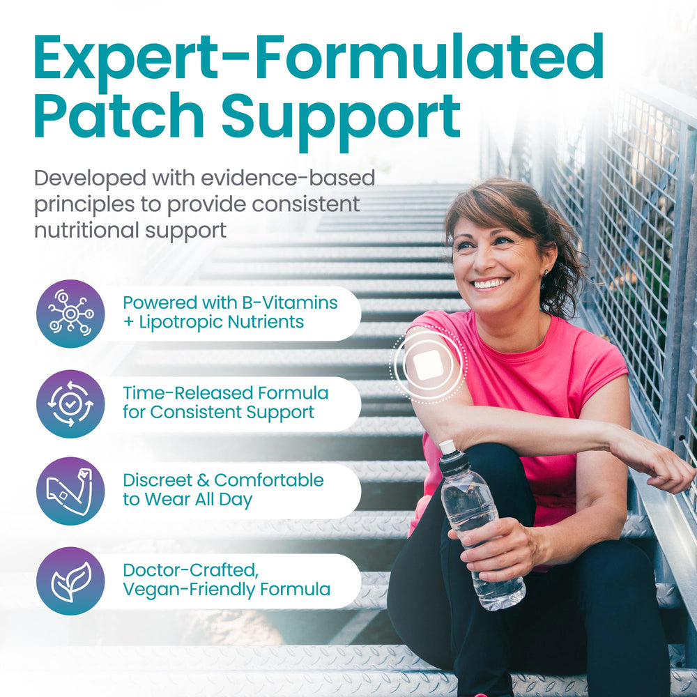 Healthogenics Lipopatch Super MIC B12 worn on arm for breathable daily wear