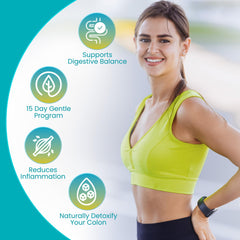 Healthogenics Medi Cleanse capsules illustrate plant-based fiber blend for daily gut support.