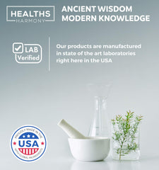Healths Harmony bottle label emphasizes 750mg olive leaf extract with twenty percent oleuropein potency.