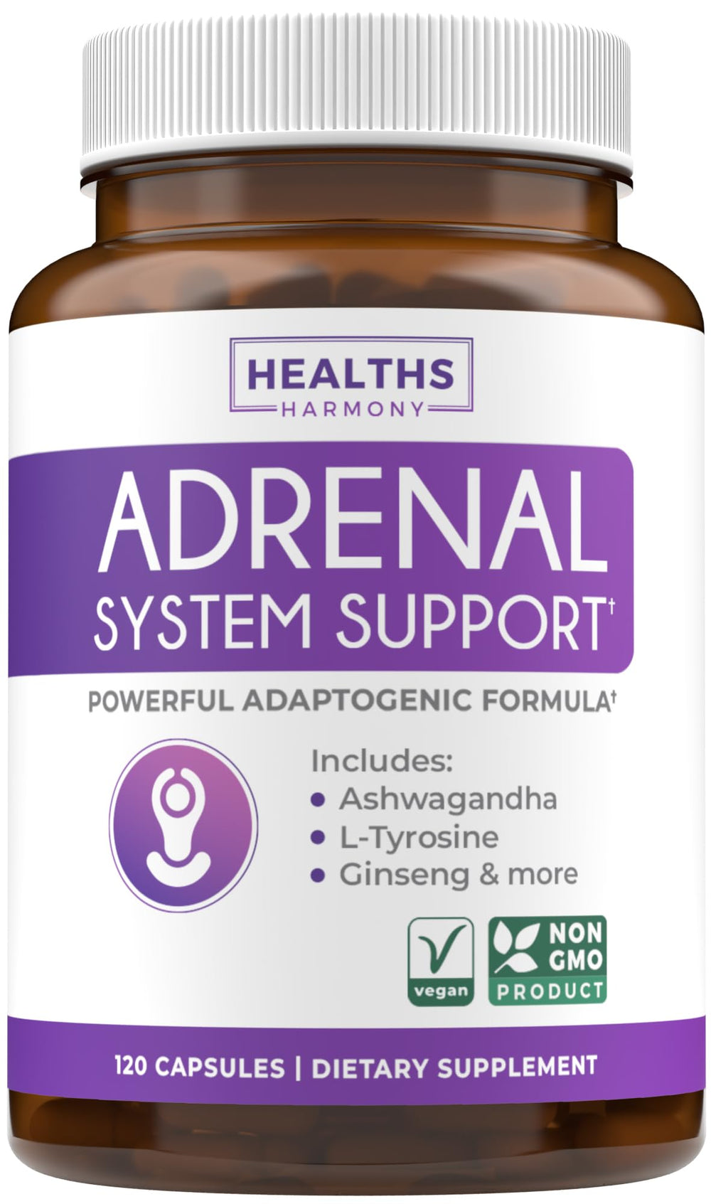 Healths Harmony Adrenal Support bottle supports balanced daily energy.