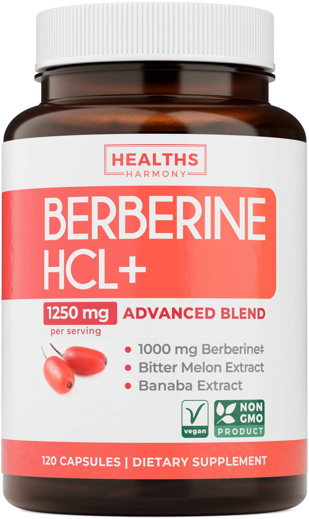 Healths Harmony berberine HCL bottle for metabolic support