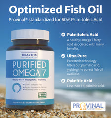 Healths Harmony Omega 7 softgels closeup showcases purified oil quality.