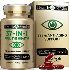 HealthSender HS01 bottle front promoting daily eye wellness