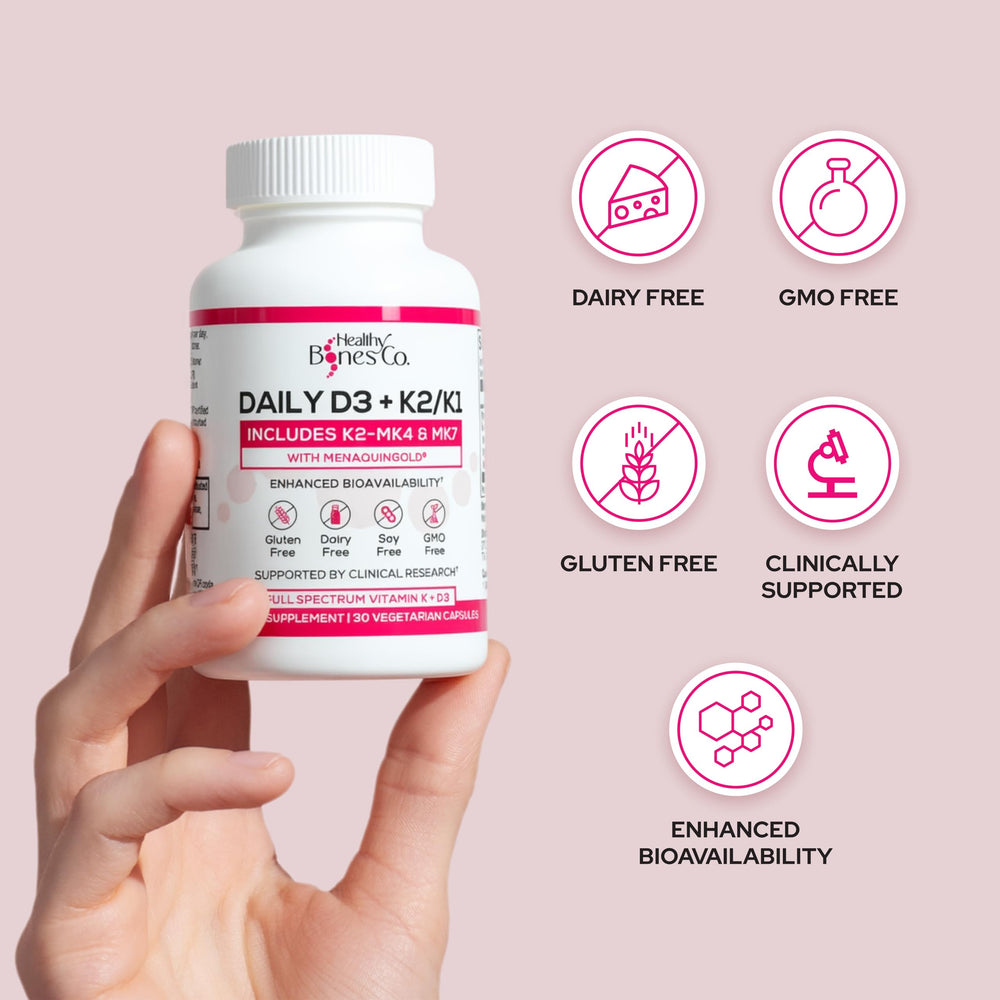 Healthy Bones Co Premium D3 K2 full-spectrum K1 K2 closeup