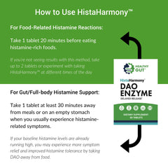 Healthy Gut HistaHarmony serving tray emphasizes daily routine and consistent dosing.