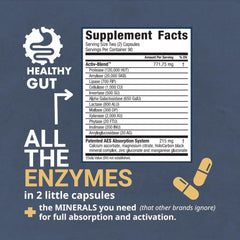Healthy Gut HoloZyme Max Strength capsules closeup for convenient, fast digestion aid