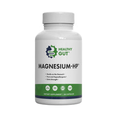 Healthy Gut Magnesium-HP bottle front showing a clean, filler-free supplement.