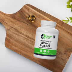 Healthy Gut Tributyrin-X supplement box on desk, ready for daily gut care