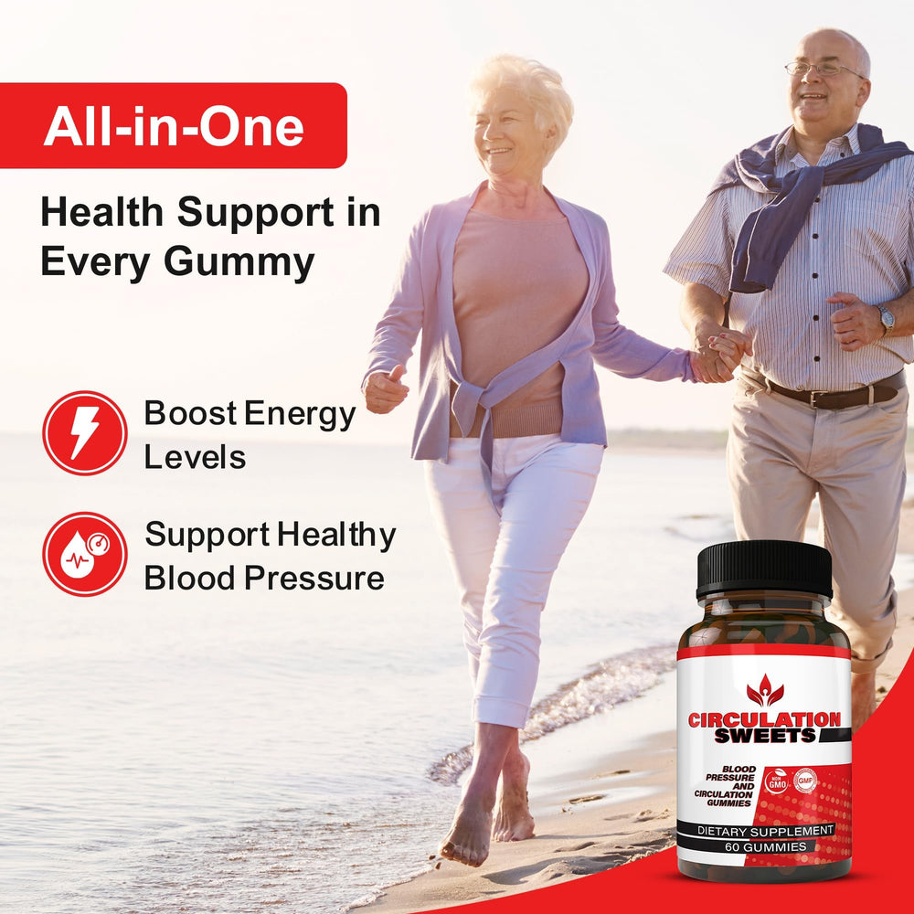 Healthy Living Association Circulation Sweets strawberry-flavored gummies for easy wellness on the go.