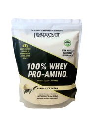 Healthy 'N Fit Whey Pro-Amino v2.0 vanilla being poured for post-workout recovery