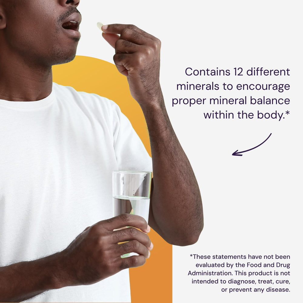 Healthy Origins 12-mineral blend graphic illustrating full spectrum minerals
