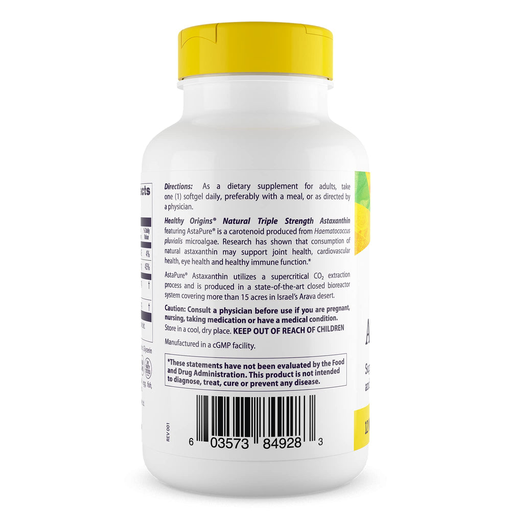 Bottle with label details highlighting natural AstaPure technology