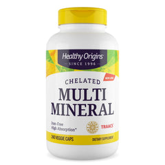 Healthy Origins Chelated Multi Mineral bottle front with Albion minerals branding