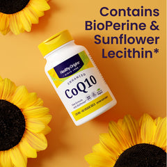 Healthy Origins CoQ10 Bio-Perine; emphasizes absorption-boosting formula for better availability.