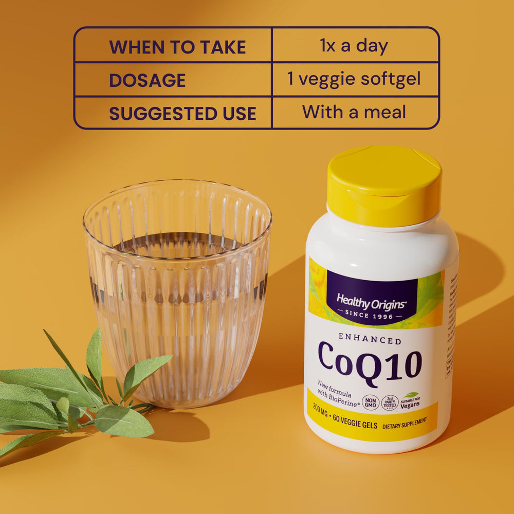 Healthy Origins CoQ10 Sunflower Lecithin; natural emulsifier supporting uptake.