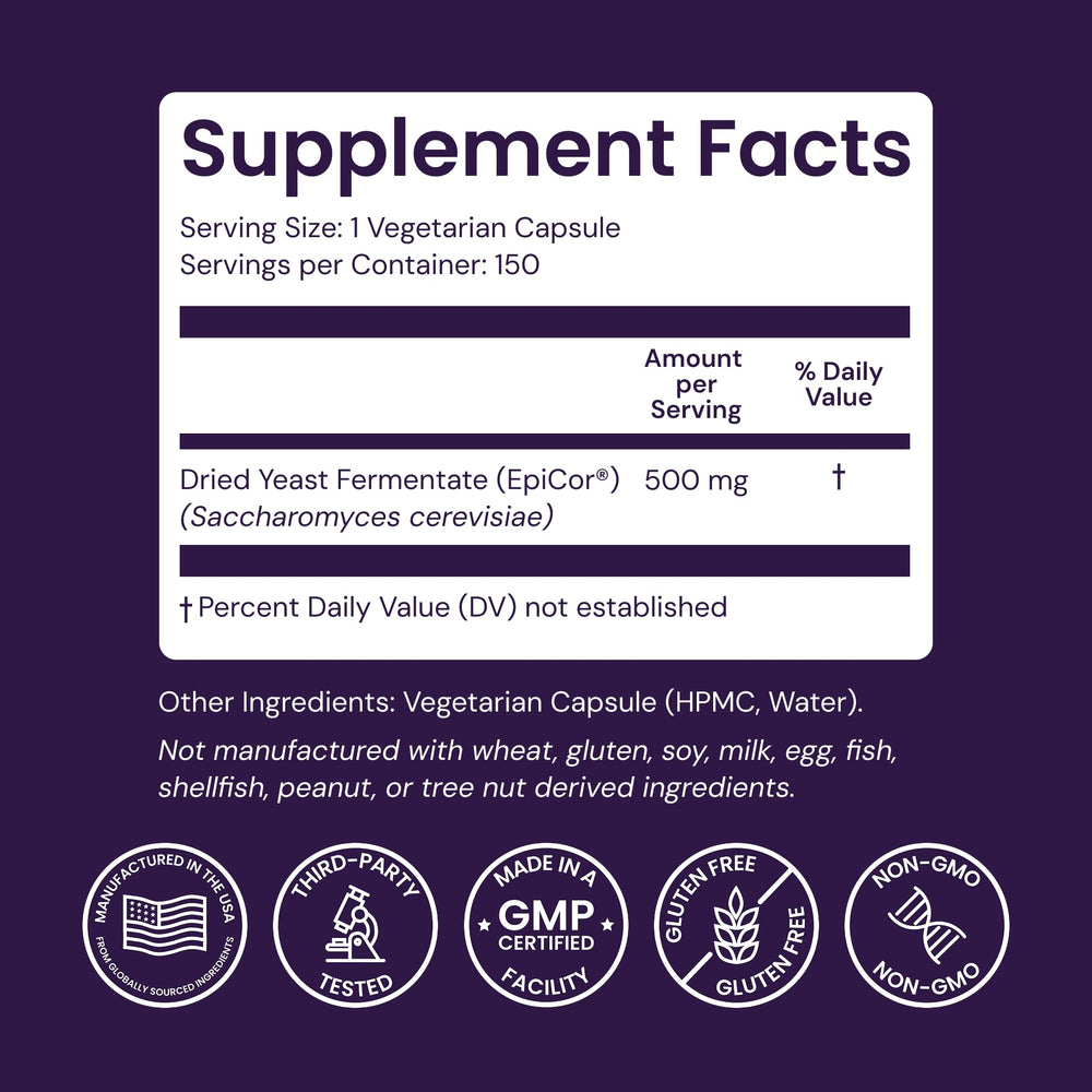 Healthy Origins EpiCor bottle being poured shows convenient daily capsules