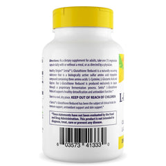 Healthy Origins L-Glutathione 250mg capsules close-up highlighting smooth capsules for easy swallowing