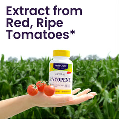 Healthy Origins Lycopene capsule close-up showing natural tomato-derived extract.