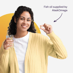 Healthy Origins omega-3 nutrition label graphic shows EPA and DHA details
