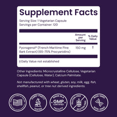 Healthy Origins pine bark capsules image demonstrates convenient daily capsules.