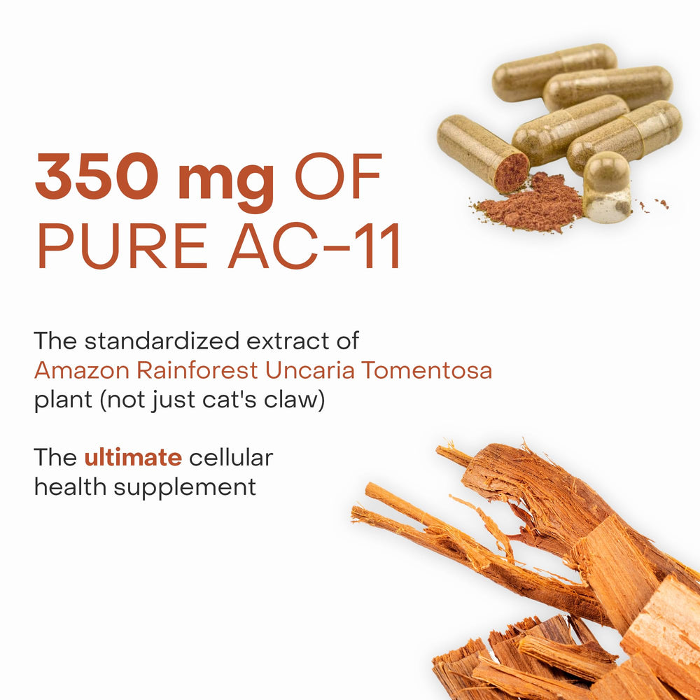 Healthycell AC-11 antiaging formula on display with longevity emphasis.