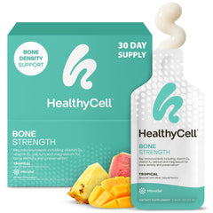 HealthyCell Bone Strength microgel pack for daily bone support and easy consumption.
