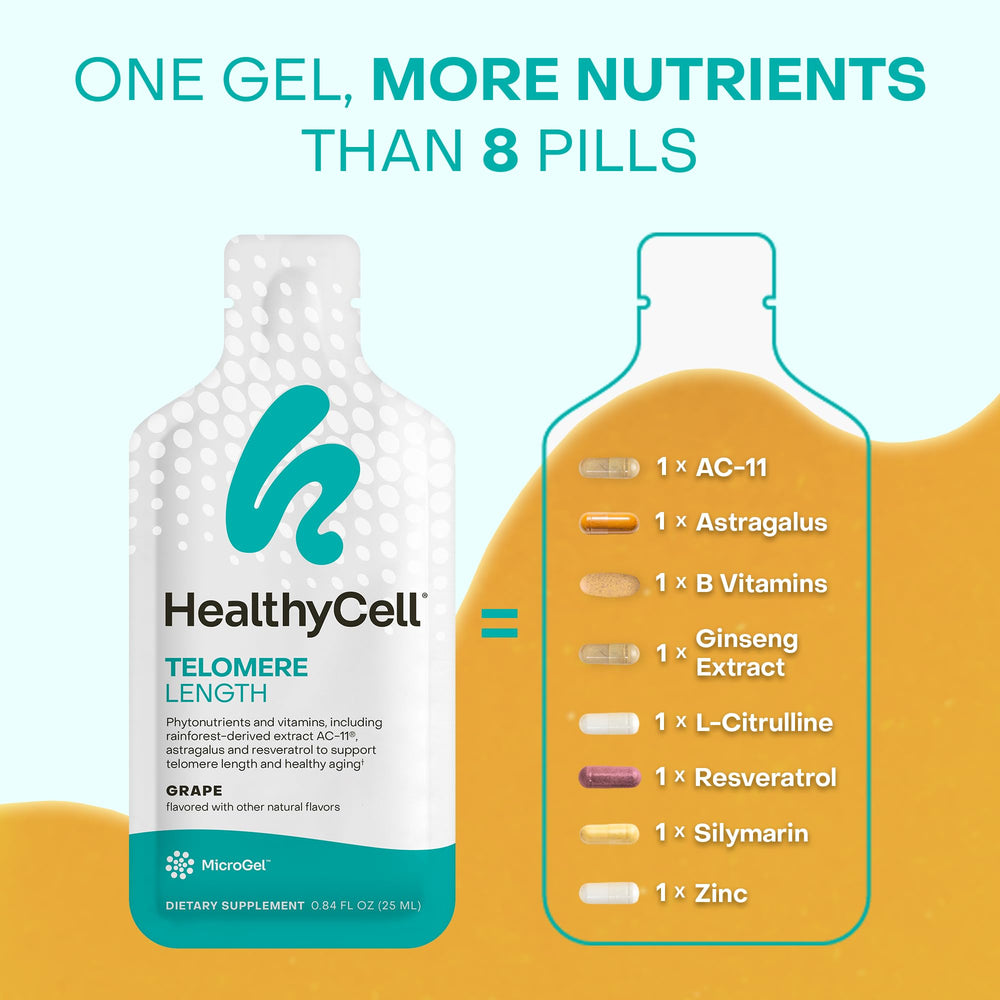 HealthyCell grape-flavored gel pack ideal for a tasty daily intake.