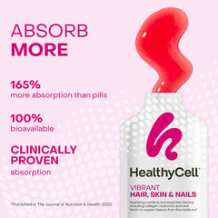 HealthyCell Vibrant gel mixed into a drink for easy daily beauty routine.