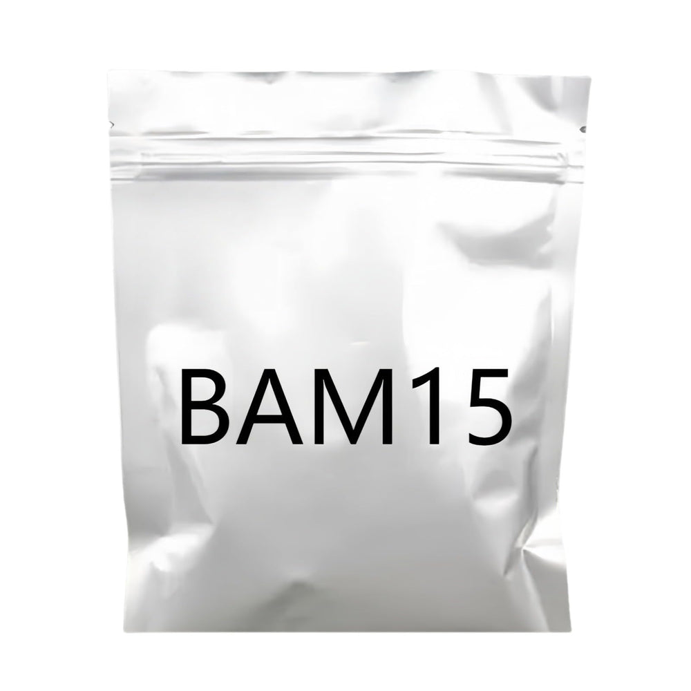 HealthyFinds BAM15 lab-tested label indicating quality and compliance
