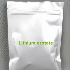HealthyFinds Lithium Orotate powder closeup texture shows fine, sifted powder