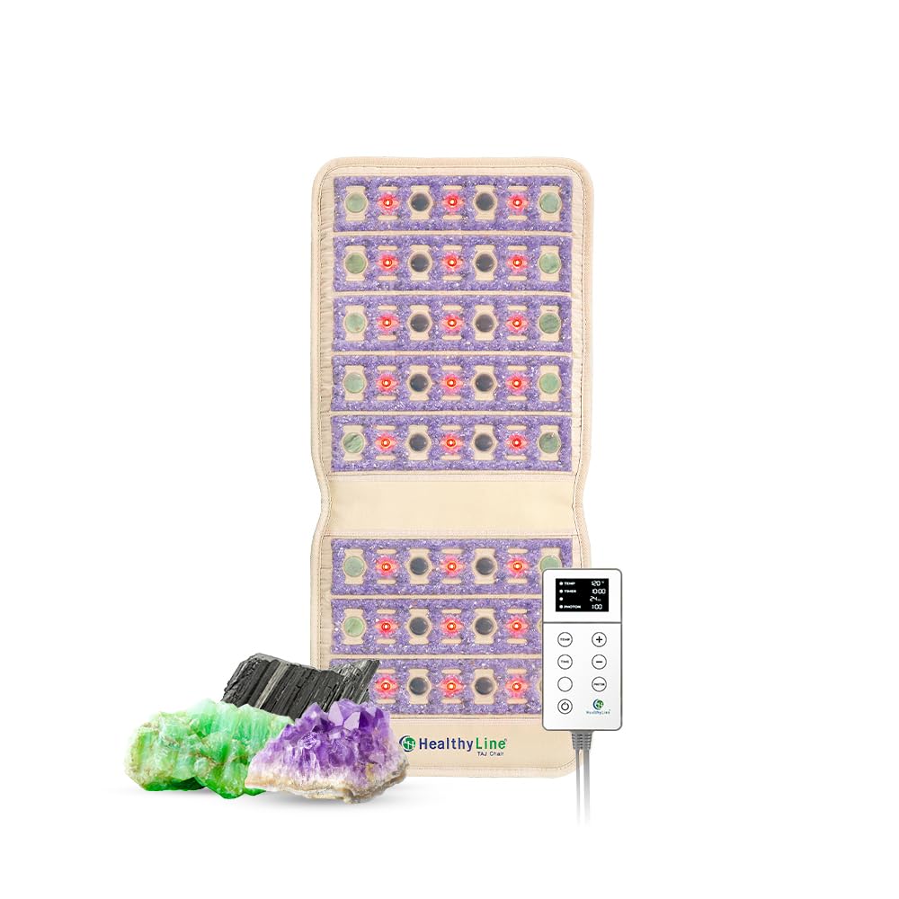 HealthyLine TAJ pad with amethyst stones delivering deep warmth for back comfort