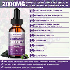 Healtionist glucosamine chondroitin drops bottle side view showing easy dosing