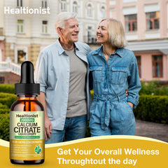 Healtionist calcium citrate liquid drops packaging scene emphasizing 4 oz size