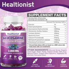 Healtionist glucosamine chondroitin gummies close up highlighting potency