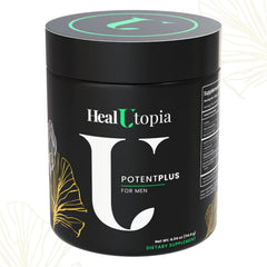 HealUtopia PotentPlus bottle front view for daily stamina and clean energy support.
