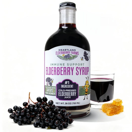 Heartland Organic Elderberry Syrup bottle — 26 oz, ideal for daily immune routines.