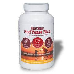 HeartShape Red Yeast Rice bottle illustrating daily cholesterol support in a reliable supplement.