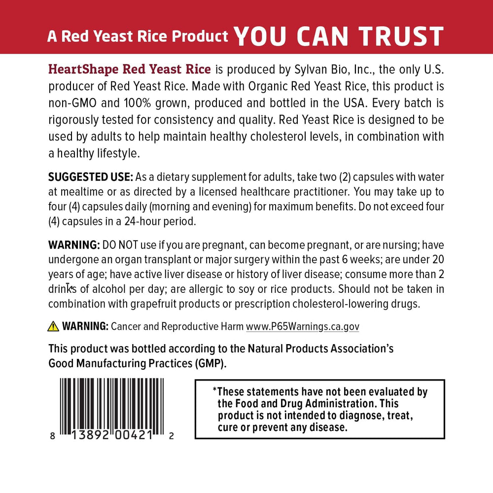 HeartShape red yeast rice capsules image shows easy daily dosage for routine use.
