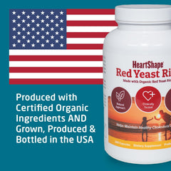 HeartShape red yeast rice consumer info image highlights 100% US-grown production.