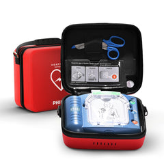 HeartStart OnSite defibrillator in rugged case with quick access