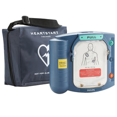 HeartStart trainer case zipper closeup for convenient CPR practice.