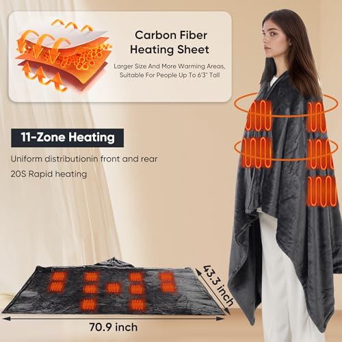 HeatNest wearable shawl on a person for portable comfort