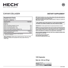 HECH Caviar capsules ingredients scene highlights marine collagen and vitamin blend