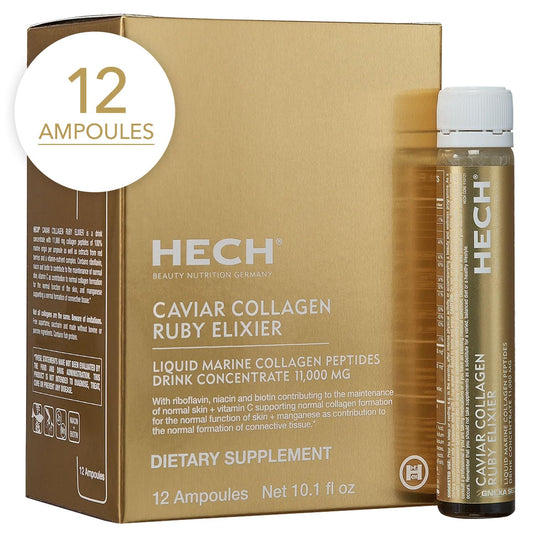 HECH Caviar Collagen Ruby Elixier bottle pour for convenient daily skin support